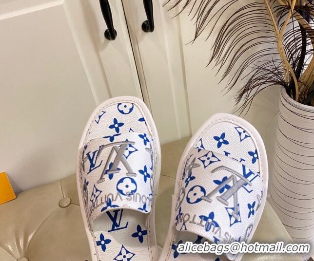 Most Popular Louis Vuitton LV Monogram Canvas Flat Slide Sandals White 608001