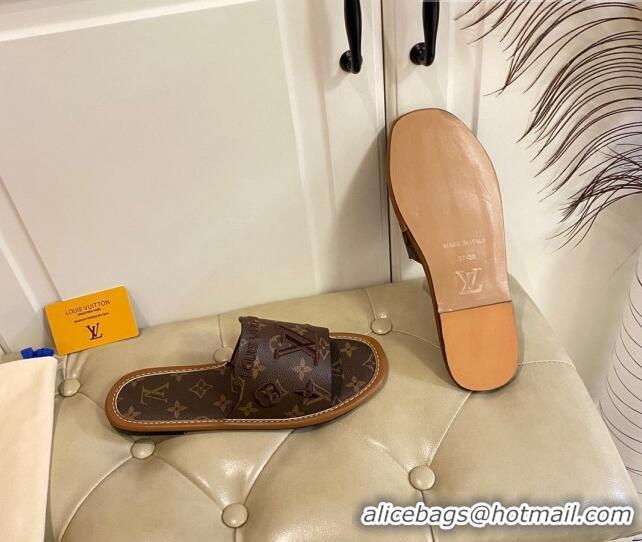 Pretty Style Louis Vuitton LV Monogram Canvas Flat Slide Sandals Brown 608002