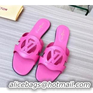 Best Product Louis Vuitton LV Isola Leather Flat Slide Sandals 608005 Dark Pink