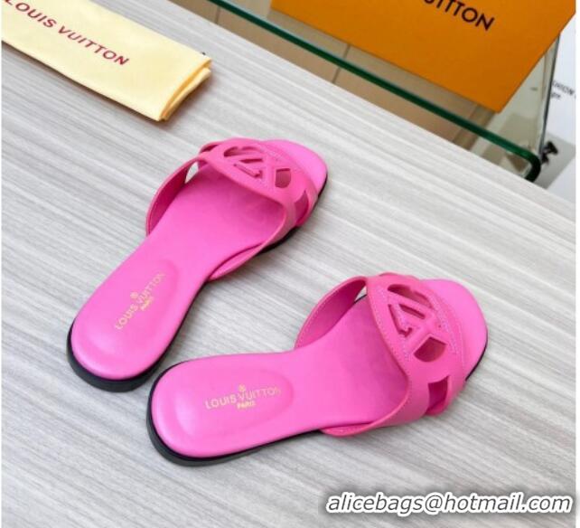 Best Product Louis Vuitton LV Isola Leather Flat Slide Sandals 608005 Dark Pink