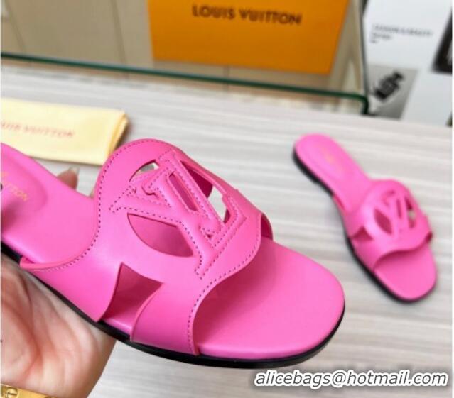 Best Product Louis Vuitton LV Isola Leather Flat Slide Sandals 608005 Dark Pink