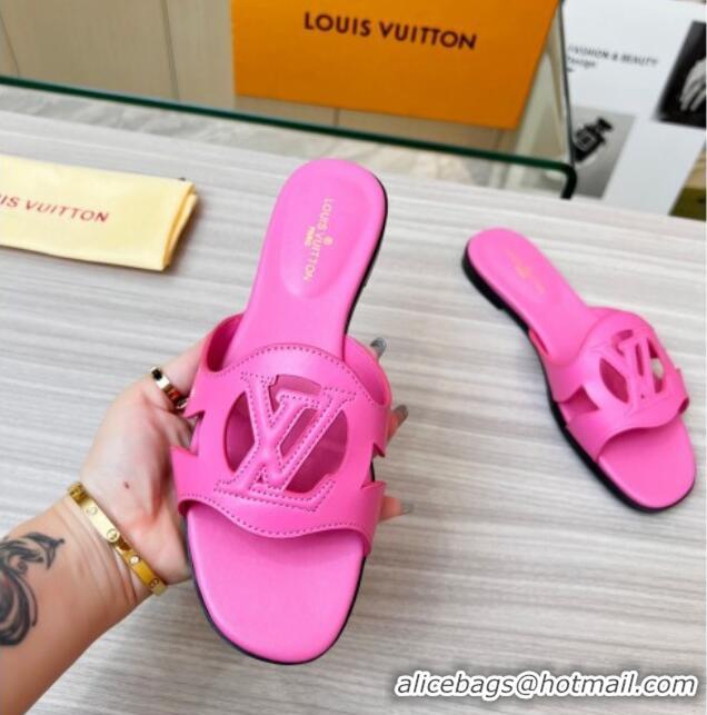 Best Product Louis Vuitton LV Isola Leather Flat Slide Sandals 608005 Dark Pink