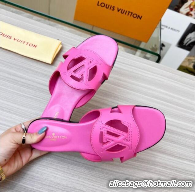 Best Product Louis Vuitton LV Isola Leather Flat Slide Sandals 608005 Dark Pink