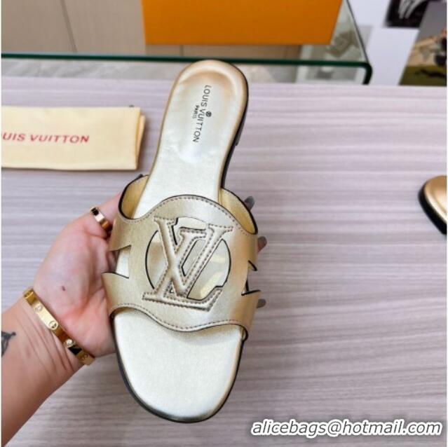 Sumptuous Louis Vuitton LV Isola Leather Flat Slide Sandals 608005 Gold