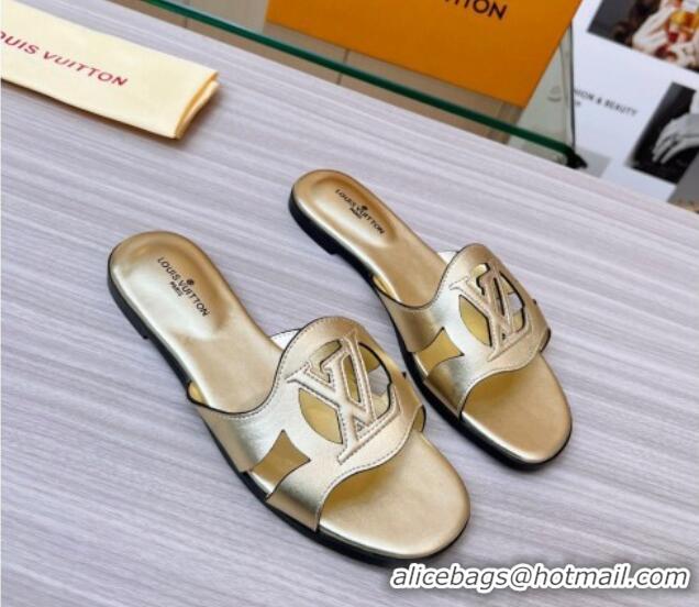 Sumptuous Louis Vuitton LV Isola Leather Flat Slide Sandals 608005 Gold