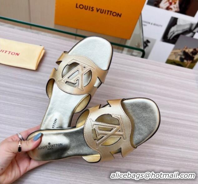 Sumptuous Louis Vuitton LV Isola Leather Flat Slide Sandals 608005 Gold