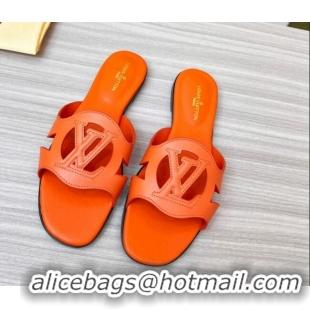 Hot Style Louis Vuitton LV Isola Leather Flat Slide Sandals Orange 608012