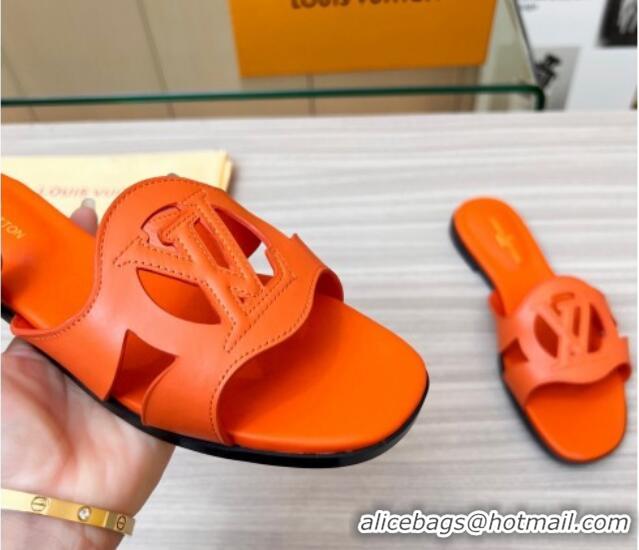 Hot Style Louis Vuitton LV Isola Leather Flat Slide Sandals Orange 608012