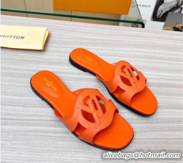 Hot Style Louis Vuitton LV Isola Leather Flat Slide Sandals Orange 608012