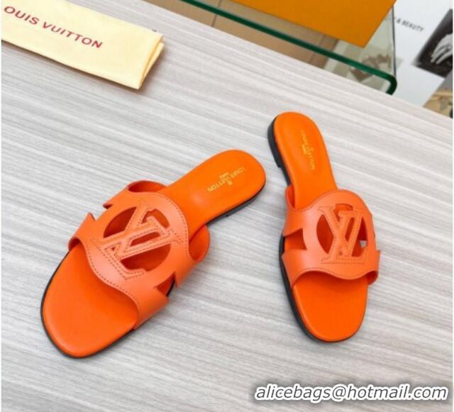 Hot Style Louis Vuitton LV Isola Leather Flat Slide Sandals Orange 608012