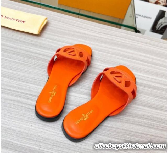 Hot Style Louis Vuitton LV Isola Leather Flat Slide Sandals Orange 608012