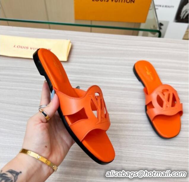 Hot Style Louis Vuitton LV Isola Leather Flat Slide Sandals Orange 608012