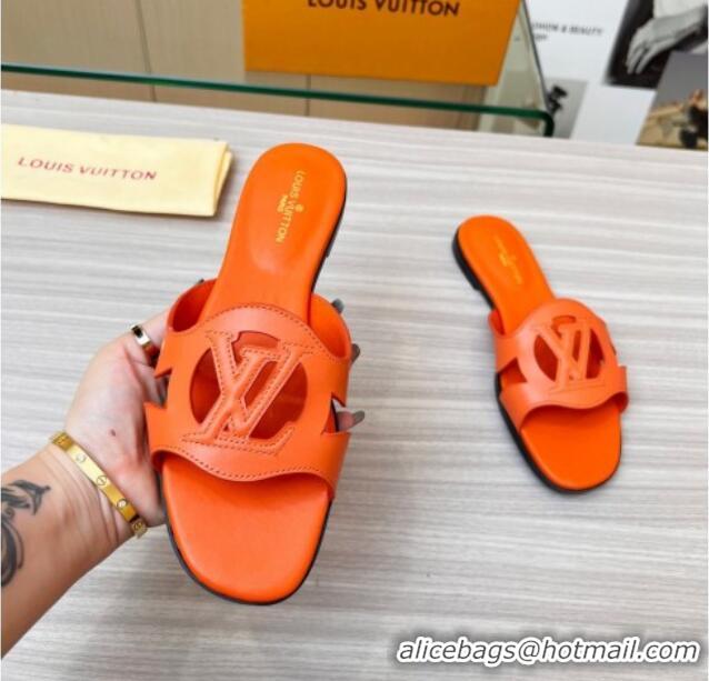 Hot Style Louis Vuitton LV Isola Leather Flat Slide Sandals Orange 608012