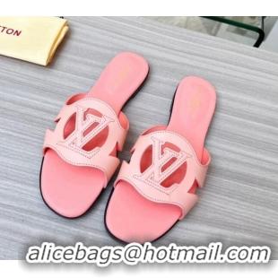 Durable Louis Vuitton LV Isola Leather Flat Slide Sandals Light Pink 608014