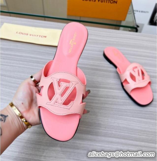 Durable Louis Vuitton LV Isola Leather Flat Slide Sandals Light Pink 608014