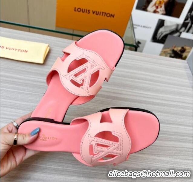 Durable Louis Vuitton LV Isola Leather Flat Slide Sandals Light Pink 608014