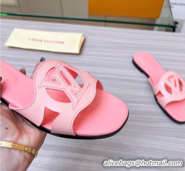 Durable Louis Vuitton LV Isola Leather Flat Slide Sandals Light Pink 608014