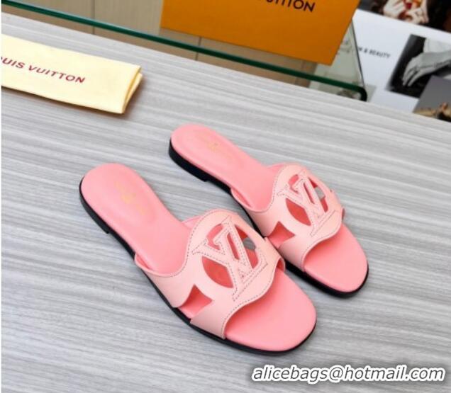 Durable Louis Vuitton LV Isola Leather Flat Slide Sandals Light Pink 608014