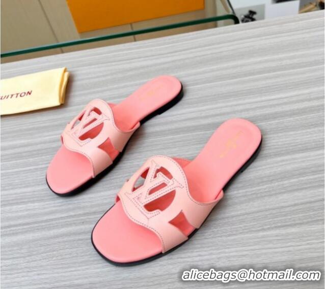 Durable Louis Vuitton LV Isola Leather Flat Slide Sandals Light Pink 608014