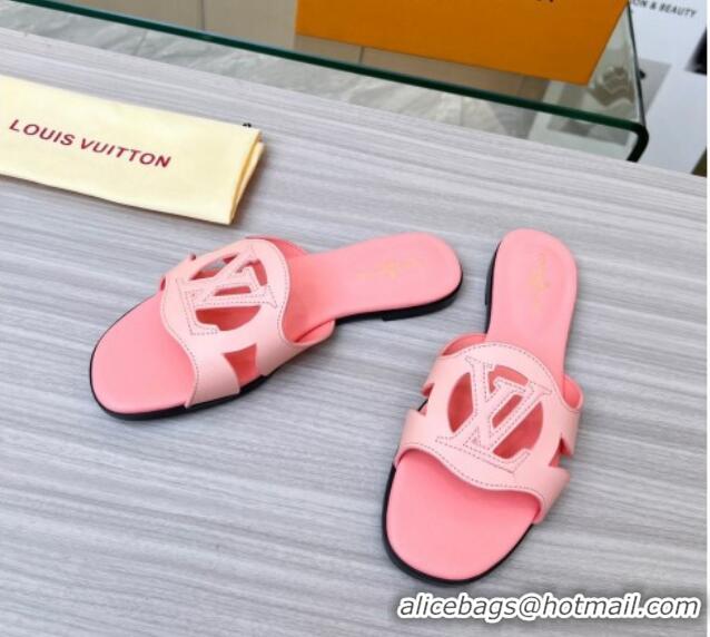 Durable Louis Vuitton LV Isola Leather Flat Slide Sandals Light Pink 608014