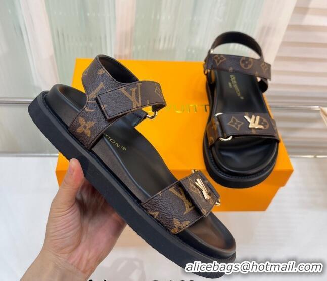 Perfect Louis Vuitton LV Sunset Monogram Canvas Flat Comfort Sandal 608017