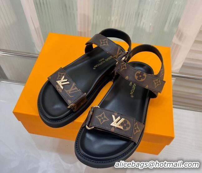 Perfect Louis Vuitton LV Sunset Monogram Canvas Flat Comfort Sandal 608017