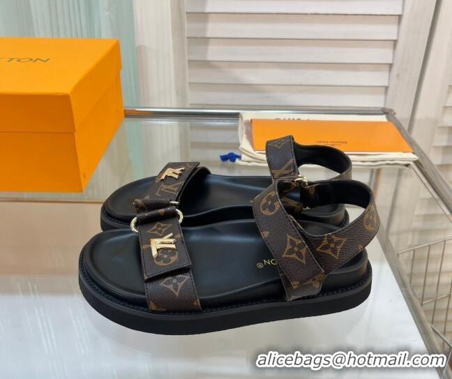 Perfect Louis Vuitton LV Sunset Monogram Canvas Flat Comfort Sandal 608017