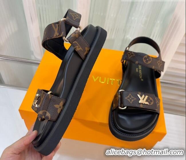 Perfect Louis Vuitton LV Sunset Monogram Canvas Flat Comfort Sandal 608017