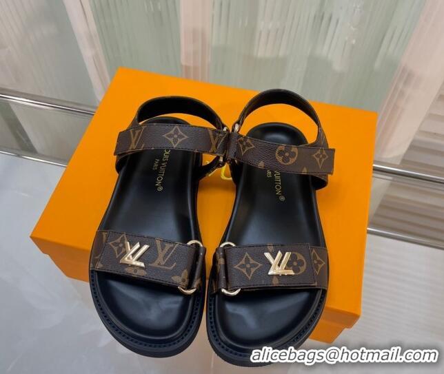 Perfect Louis Vuitton LV Sunset Monogram Canvas Flat Comfort Sandal 608017