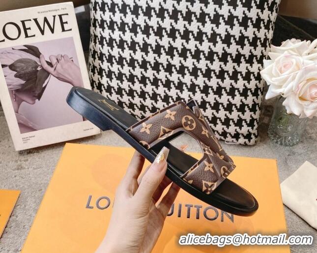 Best Grade Louis Vuitton LV Oasis Flat Slide Sandals in Brown Monogram Leather 608035