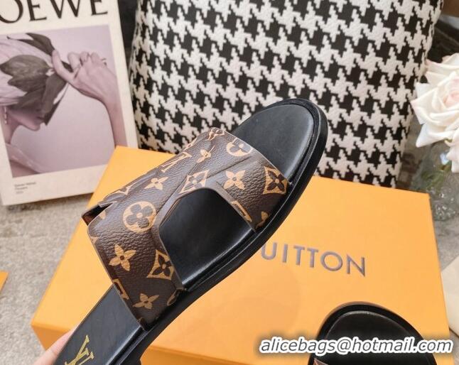 Best Grade Louis Vuitton LV Oasis Flat Slide Sandals in Brown Monogram Leather 608035