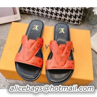 Purchase Louis Vuitton LV Oasis Flat Slide Sandals in Orange Monogram Leather 608036