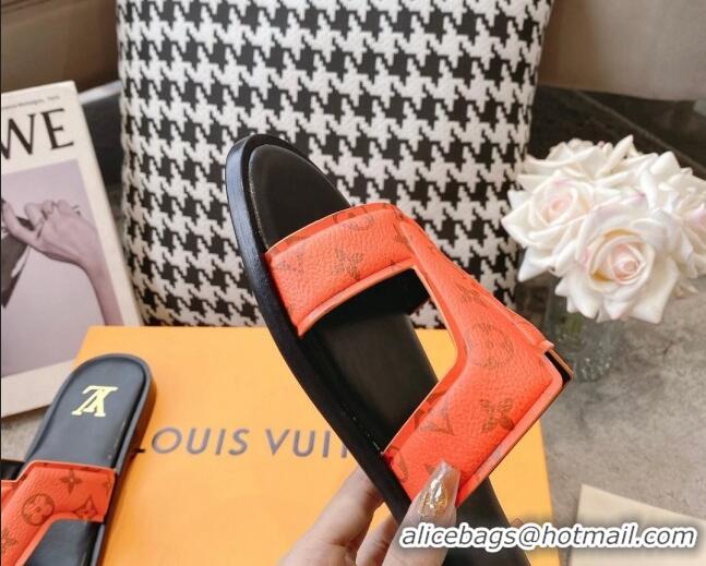 Purchase Louis Vuitton LV Oasis Flat Slide Sandals in Orange Monogram Leather 608036