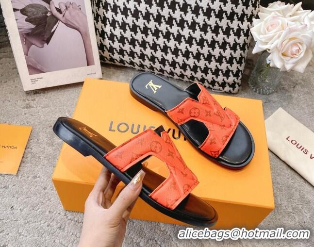 Purchase Louis Vuitton LV Oasis Flat Slide Sandals in Orange Monogram Leather 608036