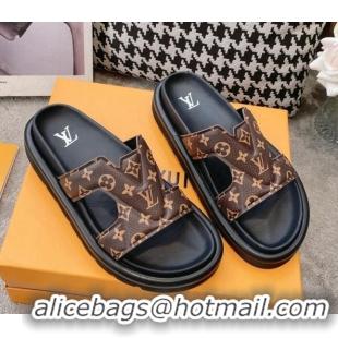 Grade Quality Louis Vuitton LV Oasis Slide Sandals in Brown Monogram Leather 608039