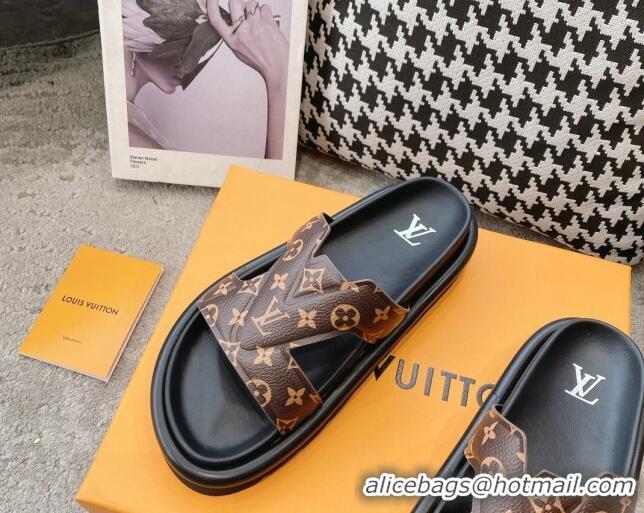 Grade Quality Louis Vuitton LV Oasis Slide Sandals in Brown Monogram Leather 608039