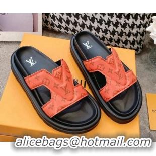 Perfect Louis Vuitton LV Oasis Slide Sandals in Orange Monogram Leather 608040