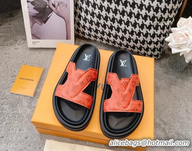 Perfect Louis Vuitton LV Oasis Slide Sandals in Orange Monogram Leather 608040