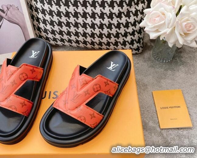 Perfect Louis Vuitton LV Oasis Slide Sandals in Orange Monogram Leather 608040