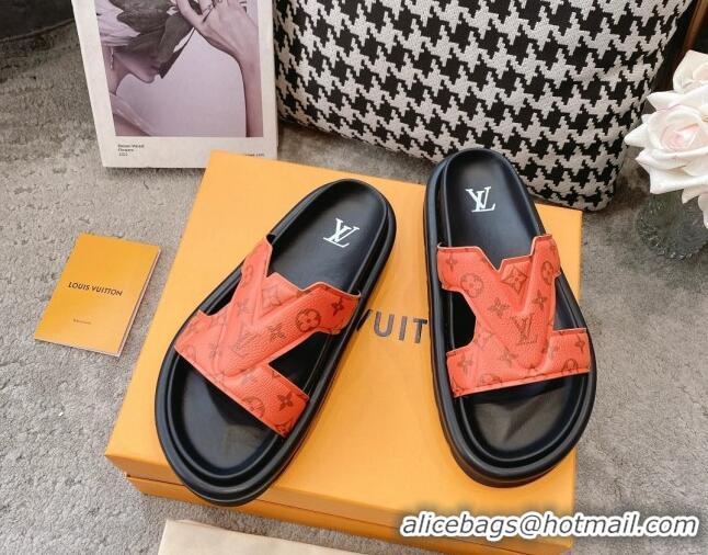 Perfect Louis Vuitton LV Oasis Slide Sandals in Orange Monogram Leather 608040