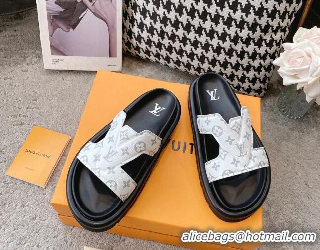 Sumptuous Louis Vuitton LV Oasis Slide Sandals in White Monogram Leather 608042