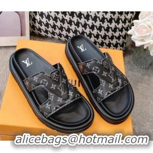 Trendy Design Louis Vuitton LV Oasis Slide Sandals in Black Monogram Leather 608044