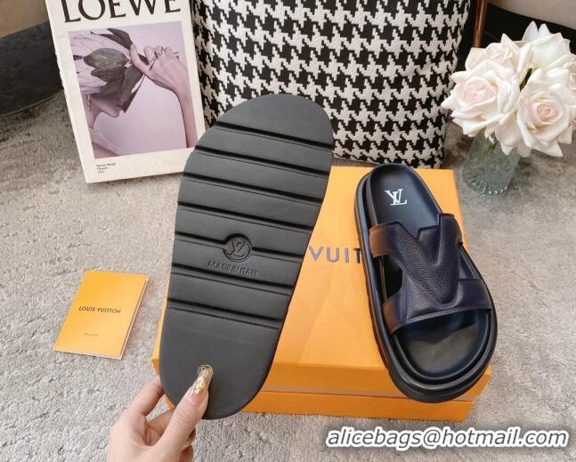 Trendy Design Louis Vuitton LV Oasis Slide Sandals in Black Monogram Leather 608044