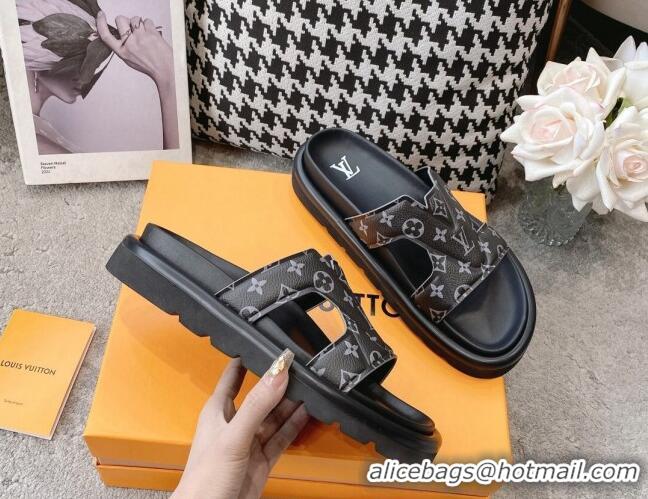 Trendy Design Louis Vuitton LV Oasis Slide Sandals in Black Monogram Leather 608044