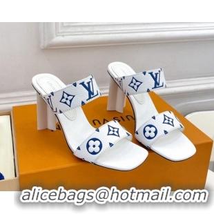 Unique Style Louis Vuitton Silhouette Heel Slide Sandals 8.5cm in Monogram Leather White 609057