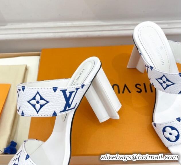 Unique Style Louis Vuitton Silhouette Heel Slide Sandals 8.5cm in Monogram Leather White 609057