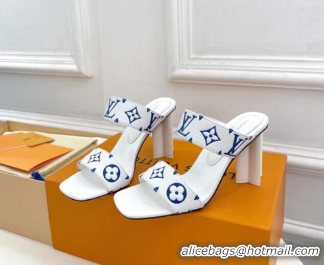 Unique Style Louis Vuitton Silhouette Heel Slide Sandals 8.5cm in Monogram Leather White 609057