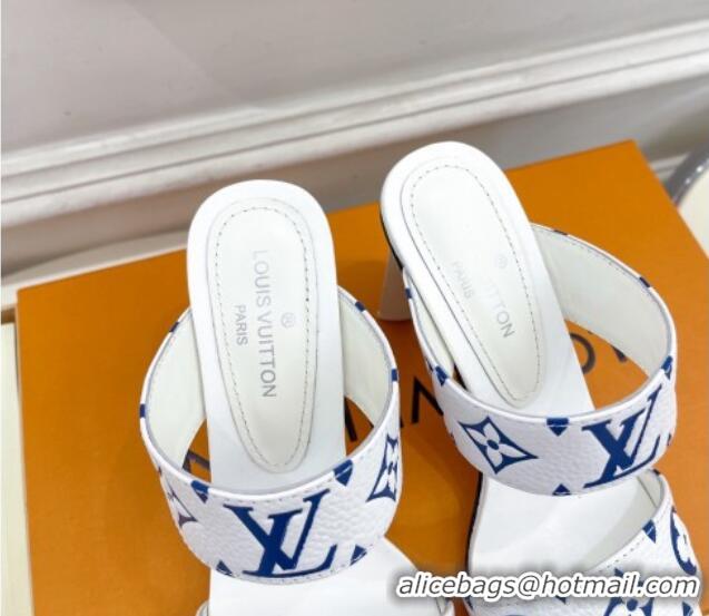 Unique Style Louis Vuitton Silhouette Heel Slide Sandals 8.5cm in Monogram Leather White 609057