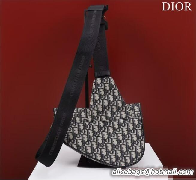 Promotional Dior Essentials SADDLE BAG Beige and Black Dior Oblique Jacquard 1ADPO093