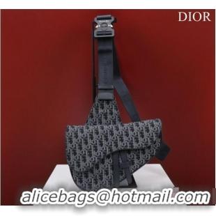 Famous Brand Dior Essentials SADDLE BAG Oblique Jacquard 1ADPO093 dark blue